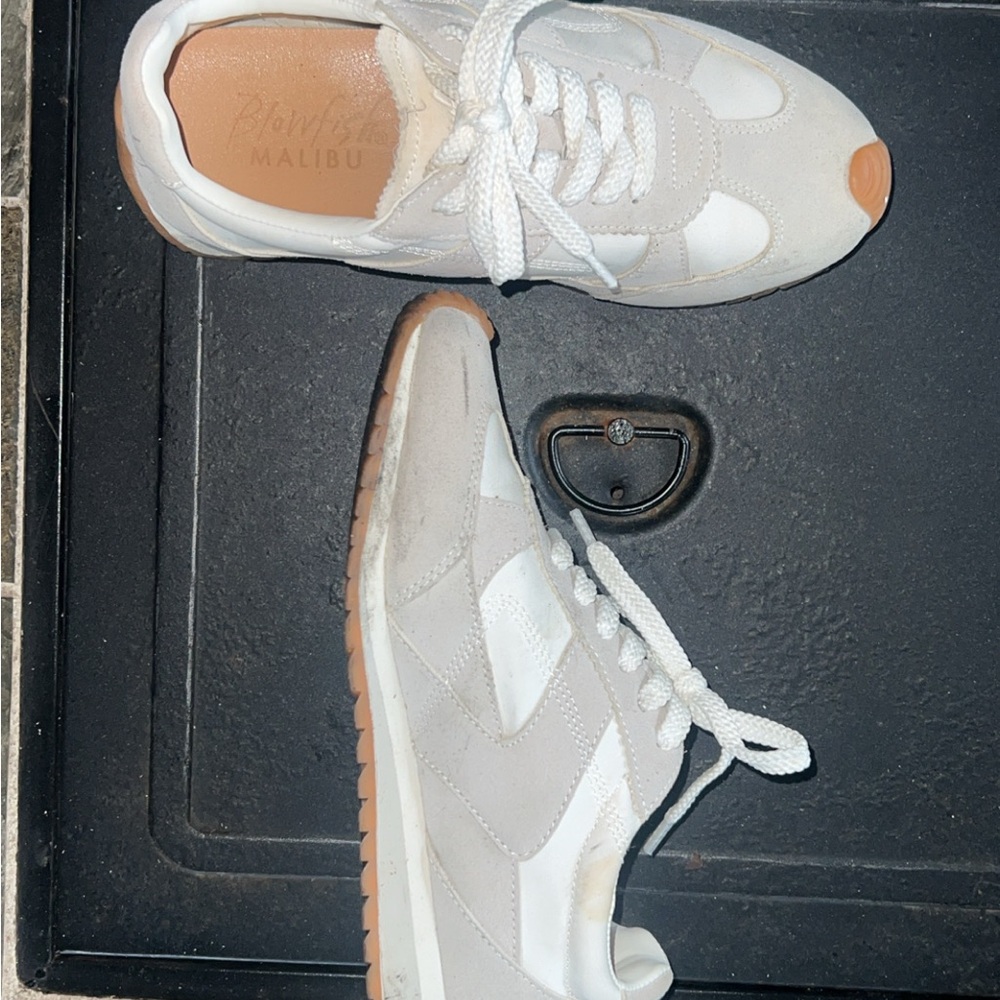 Blowfish White and Tan Sneakers Versatile Everyday Style